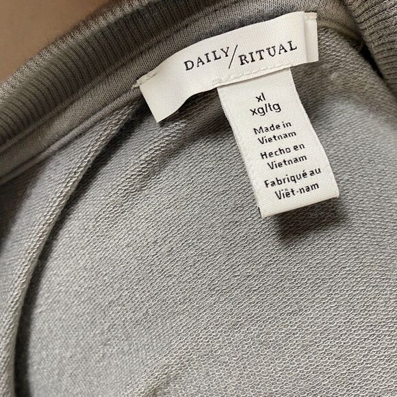 DAILY RITUAL Womens Size XL Long Sleeve Crew Neck Sweatshirt Gray Tunic - Picture 6 of 6